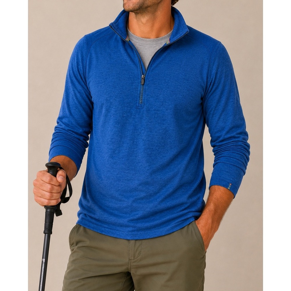 Smartwool Merino 250 Mens Quarter Zip Base Layer Top Blue SW0NP603 Size L